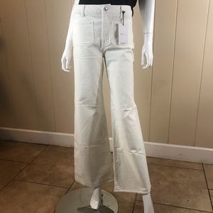 White velvet bell bottom pants